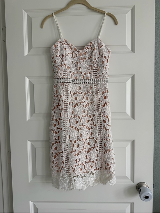 Lulus Dresses & Skirts - Lulu's White Floral Lace Midi Dress with Nude Slip